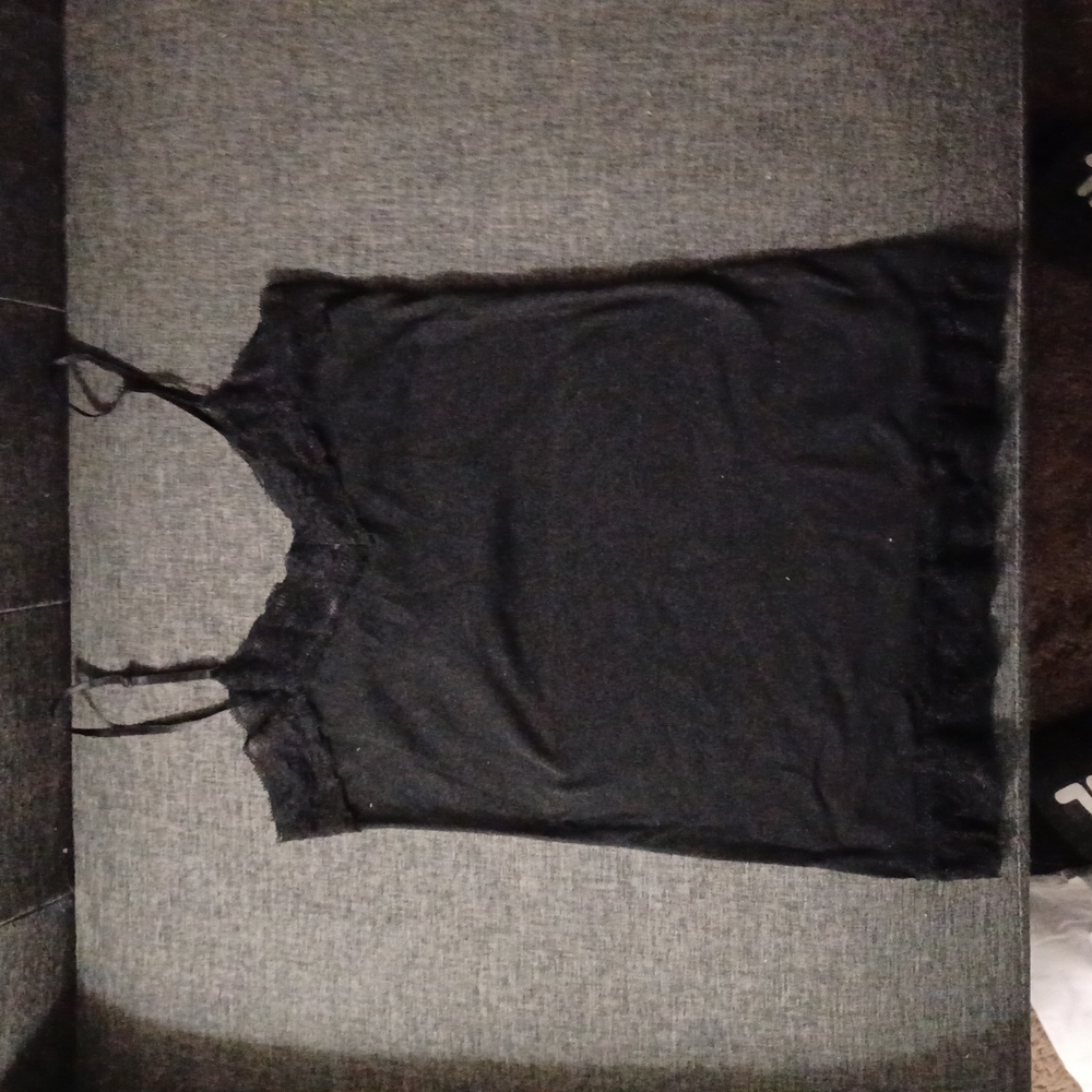 Black spaghetti strap with lace v-neck tank top